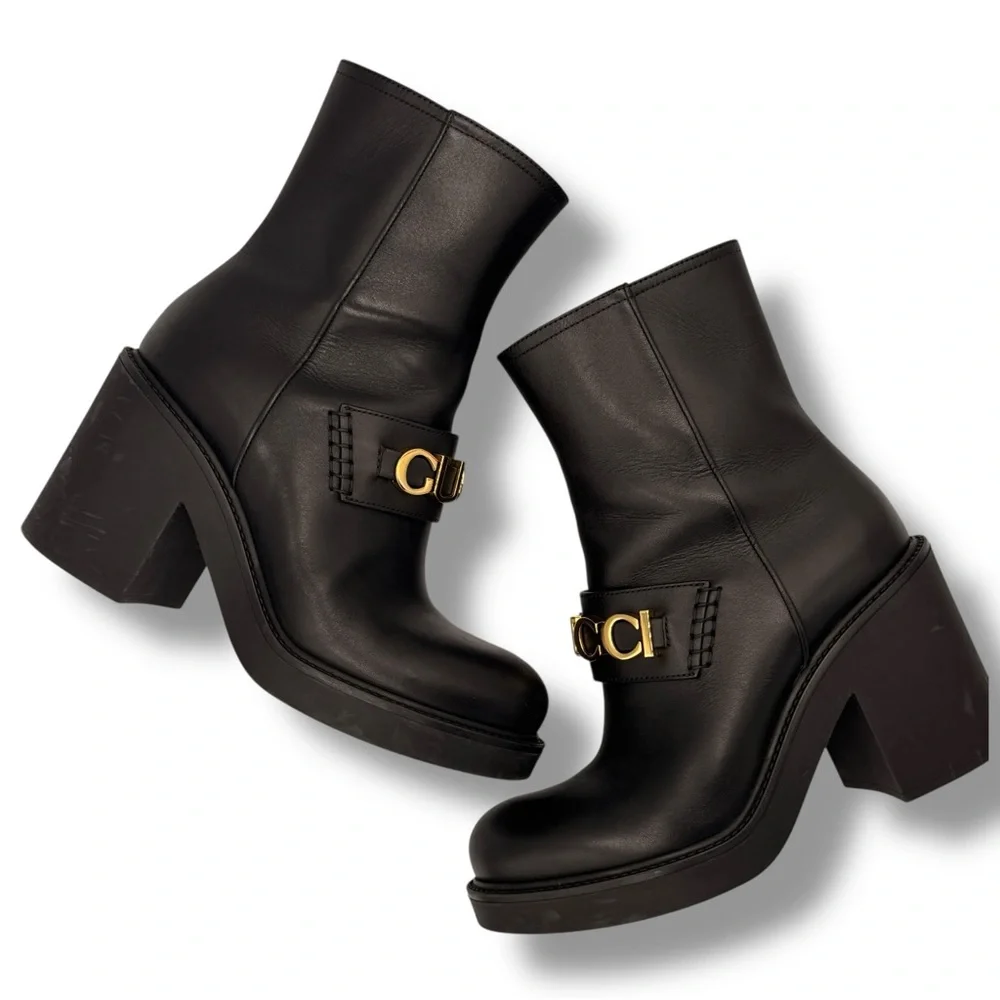 Gucci Logo Ankle Boots Black Leather – EU 37 - Picture 8 of 16
